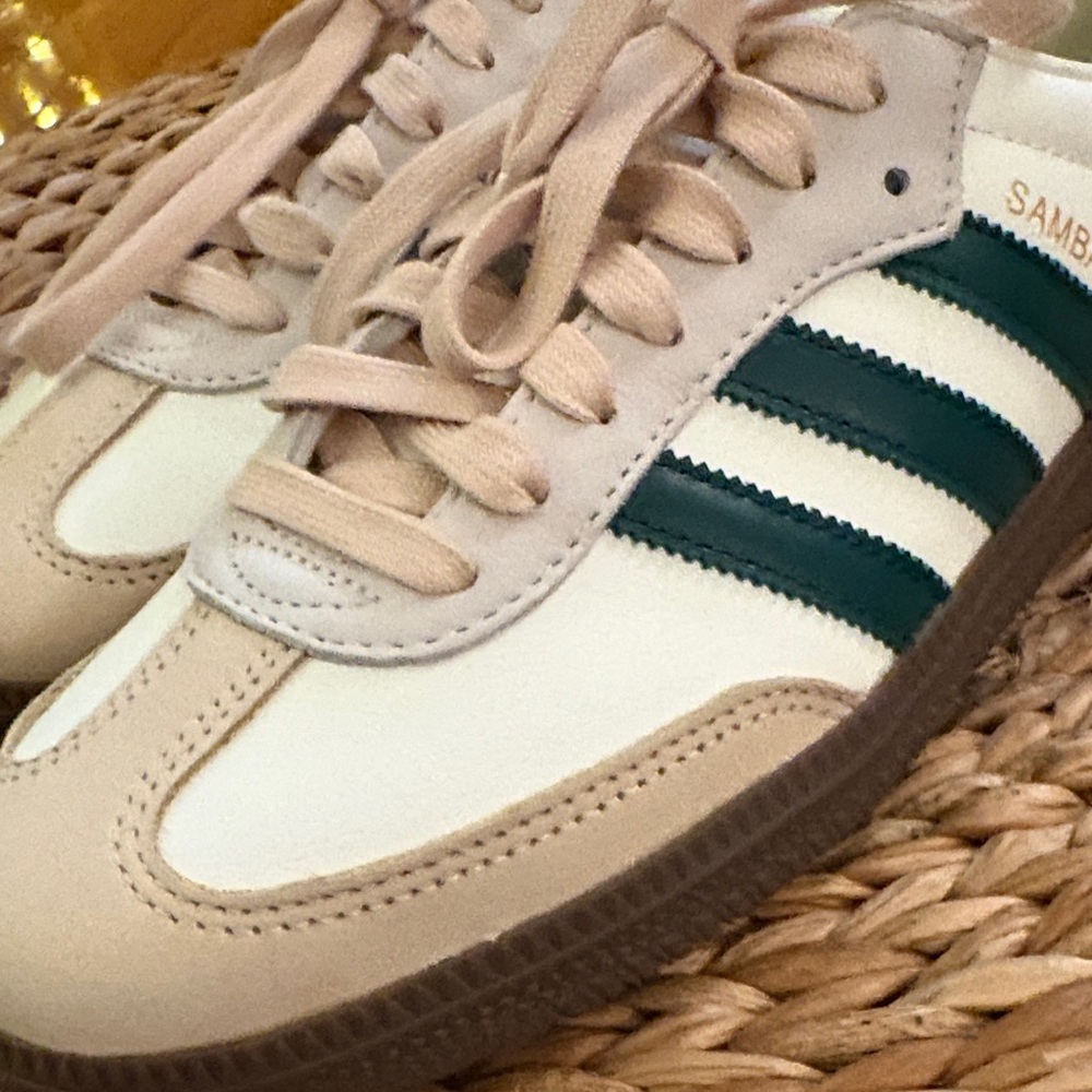 adidas Samba White and Green Athletic Shoes - Picture 7 of 10
